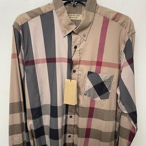 Burberry London Mens Med long sleeve stretch button down thornaby shirt new $295